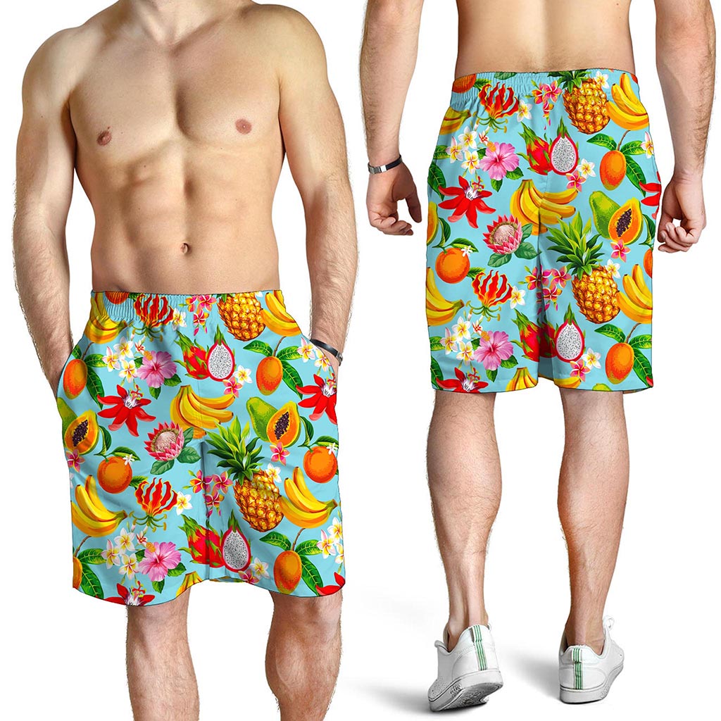 Hawaiian Tropical Fruits Pattern Print Men's Shorts