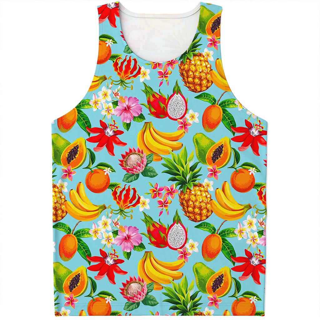 Hawaiian Tropical Fruits Pattern Print Men's Tank Top