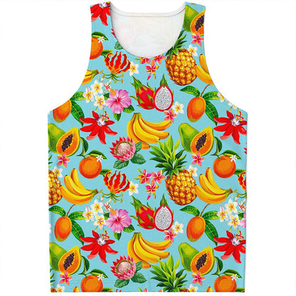 Hawaiian Tropical Fruits Pattern Print Men's Tank Top