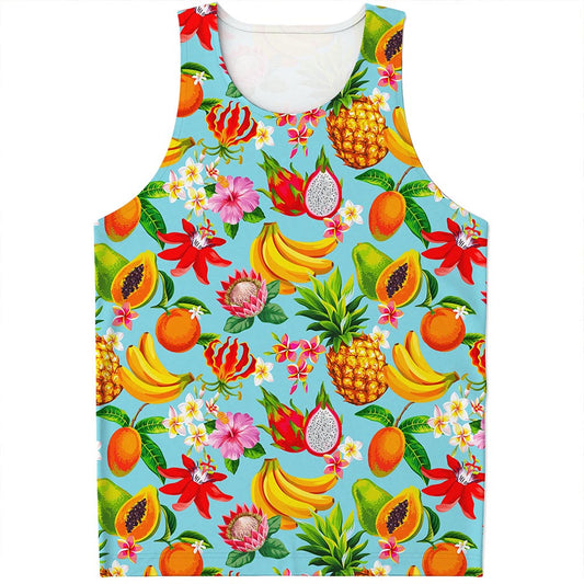 Hawaiian Tropical Fruits Pattern Print Men's Tank Top