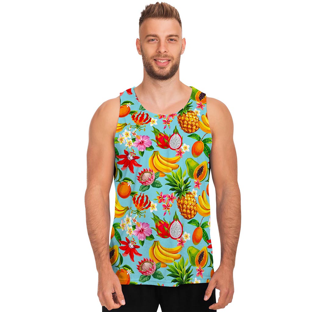 Hawaiian Tropical Fruits Pattern Print Men's Tank Top