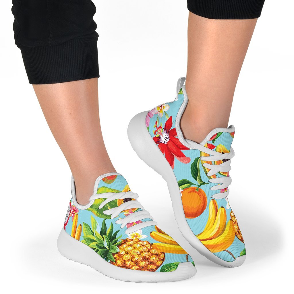 Hawaiian Tropical Fruits Pattern Print Mesh Knit Shoes GearFrost