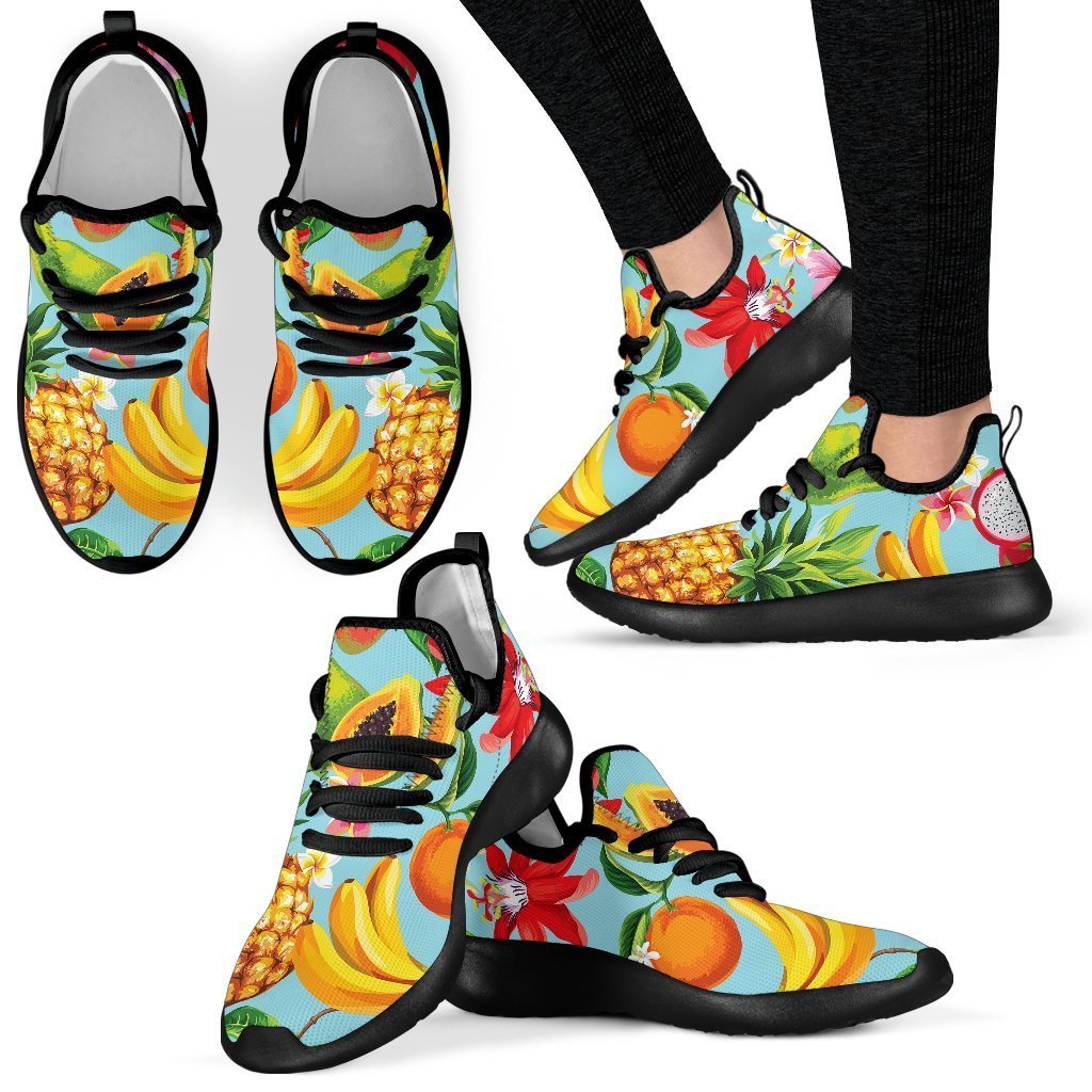 Hawaiian Tropical Fruits Pattern Print Mesh Knit Shoes GearFrost