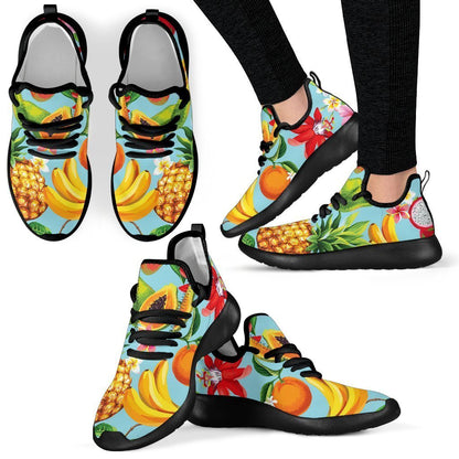 Hawaiian Tropical Fruits Pattern Print Mesh Knit Shoes GearFrost