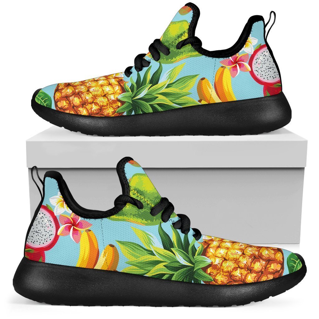 Hawaiian Tropical Fruits Pattern Print Mesh Knit Shoes GearFrost