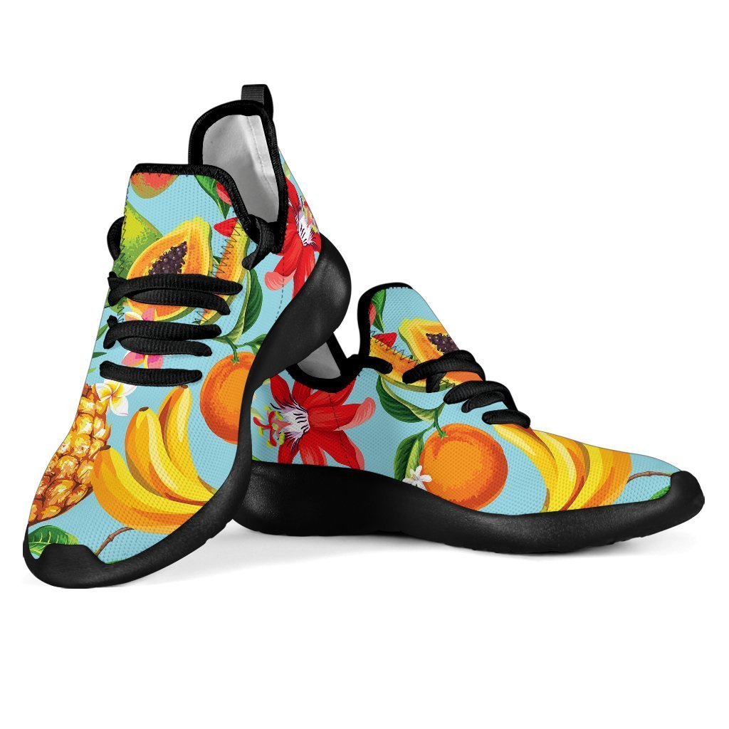 Hawaiian Tropical Fruits Pattern Print Mesh Knit Shoes GearFrost