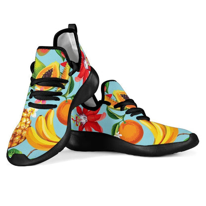 Hawaiian Tropical Fruits Pattern Print Mesh Knit Shoes GearFrost