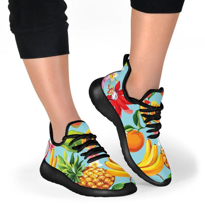 Hawaiian Tropical Fruits Pattern Print Mesh Knit Shoes GearFrost