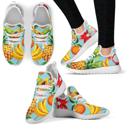 Hawaiian Tropical Fruits Pattern Print Mesh Knit Shoes GearFrost
