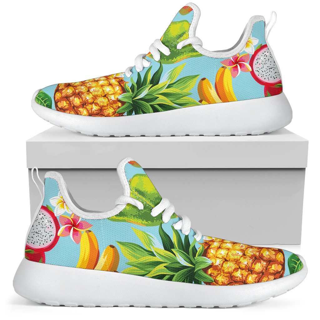 Hawaiian Tropical Fruits Pattern Print Mesh Knit Shoes GearFrost