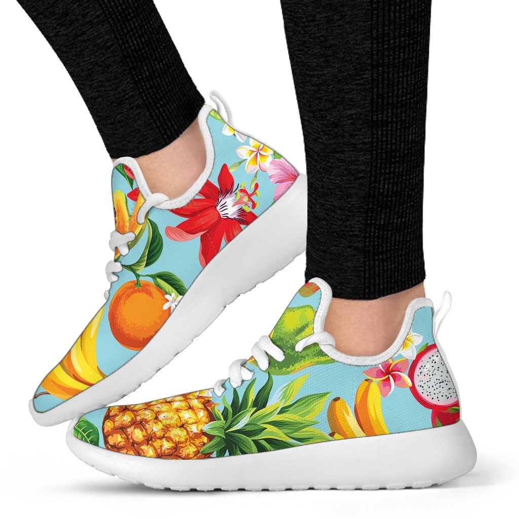 Hawaiian Tropical Fruits Pattern Print Mesh Knit Shoes GearFrost
