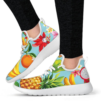 Hawaiian Tropical Fruits Pattern Print Mesh Knit Shoes GearFrost