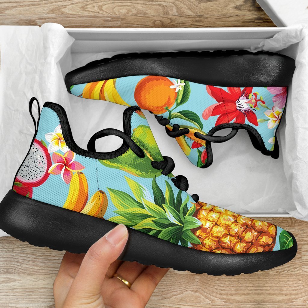 Hawaiian Tropical Fruits Pattern Print Mesh Knit Shoes GearFrost