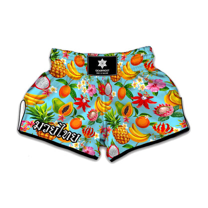 Hawaiian Tropical Fruits Pattern Print Muay Thai Boxing Shorts