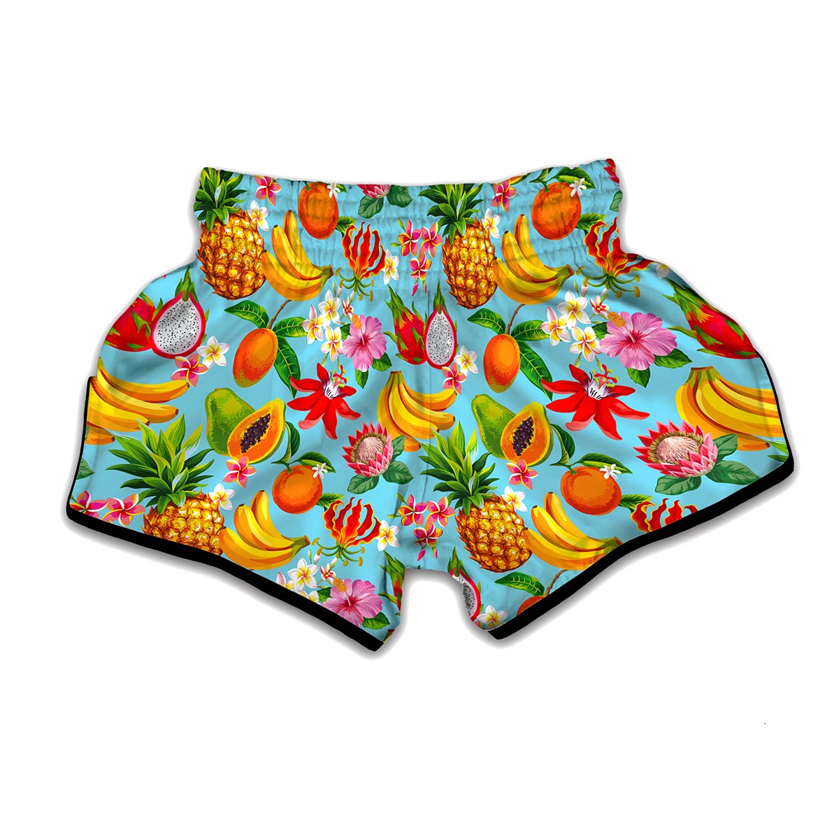 Hawaiian Tropical Fruits Pattern Print Muay Thai Boxing Shorts