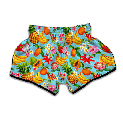 Hawaiian Tropical Fruits Pattern Print Muay Thai Boxing Shorts