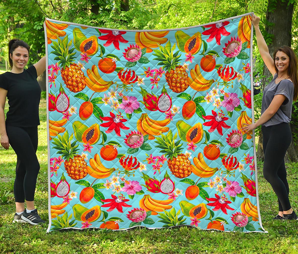 Hawaiian Tropical Fruits Pattern Print Quilt