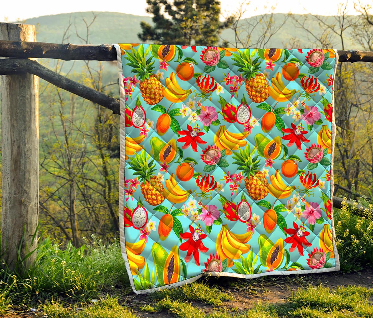 Hawaiian Tropical Fruits Pattern Print Quilt