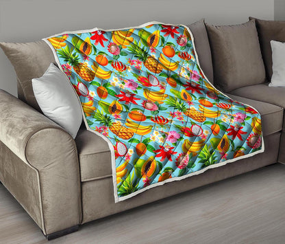 Hawaiian Tropical Fruits Pattern Print Quilt