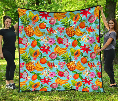 Hawaiian Tropical Fruits Pattern Print Quilt