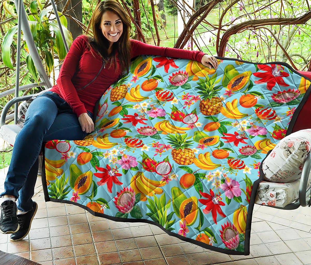 Hawaiian Tropical Fruits Pattern Print Quilt