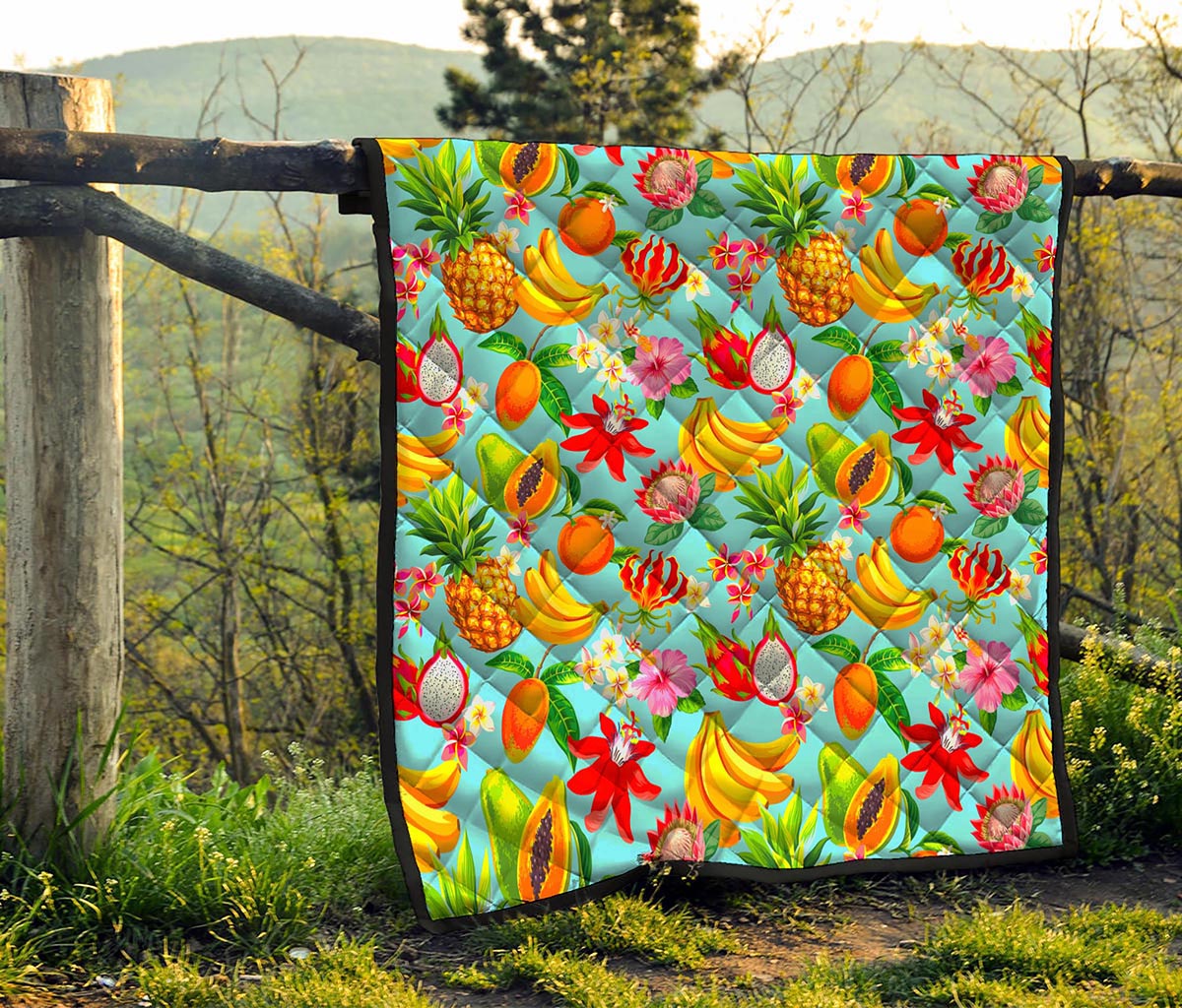 Hawaiian Tropical Fruits Pattern Print Quilt