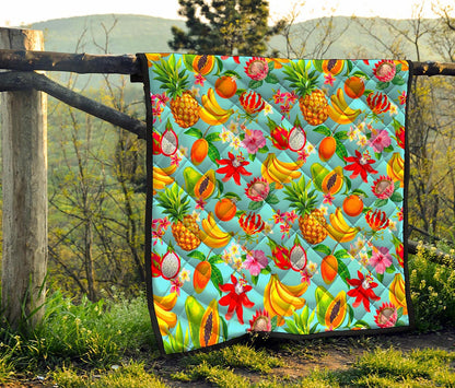 Hawaiian Tropical Fruits Pattern Print Quilt