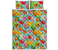 Hawaiian Tropical Fruits Pattern Print Quilt Bed Set