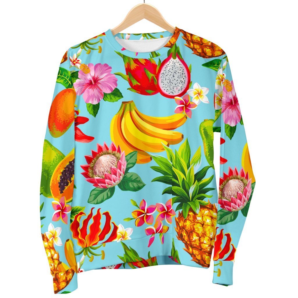 Hawaiian Tropical Fruits Pattern Print Women's Crewneck Sweatshirt GearFrost
