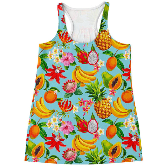 Hawaiian Tropical Fruits Pattern Print Women's Racerback Tank Top