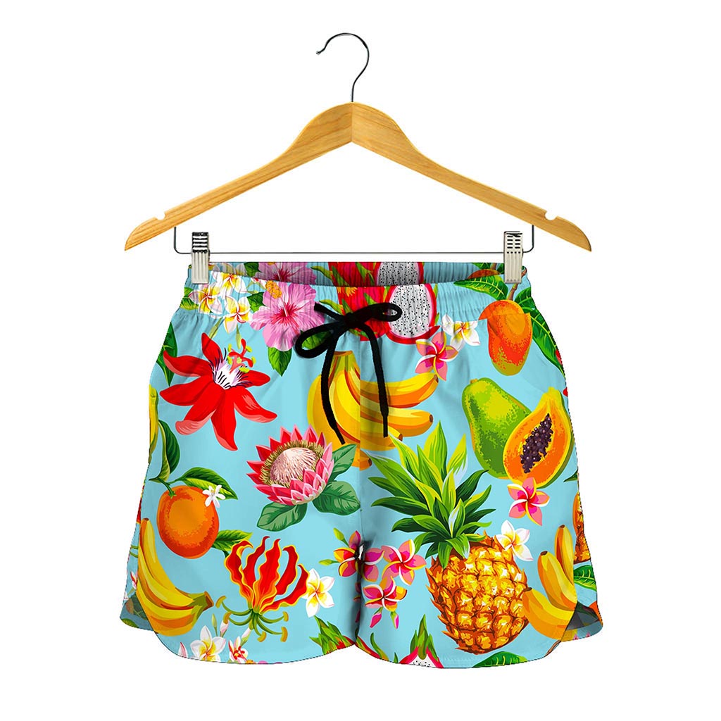 Hawaiian Tropical Fruits Pattern Print Women's Shorts