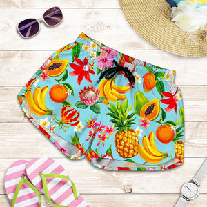 Hawaiian Tropical Fruits Pattern Print Women's Shorts