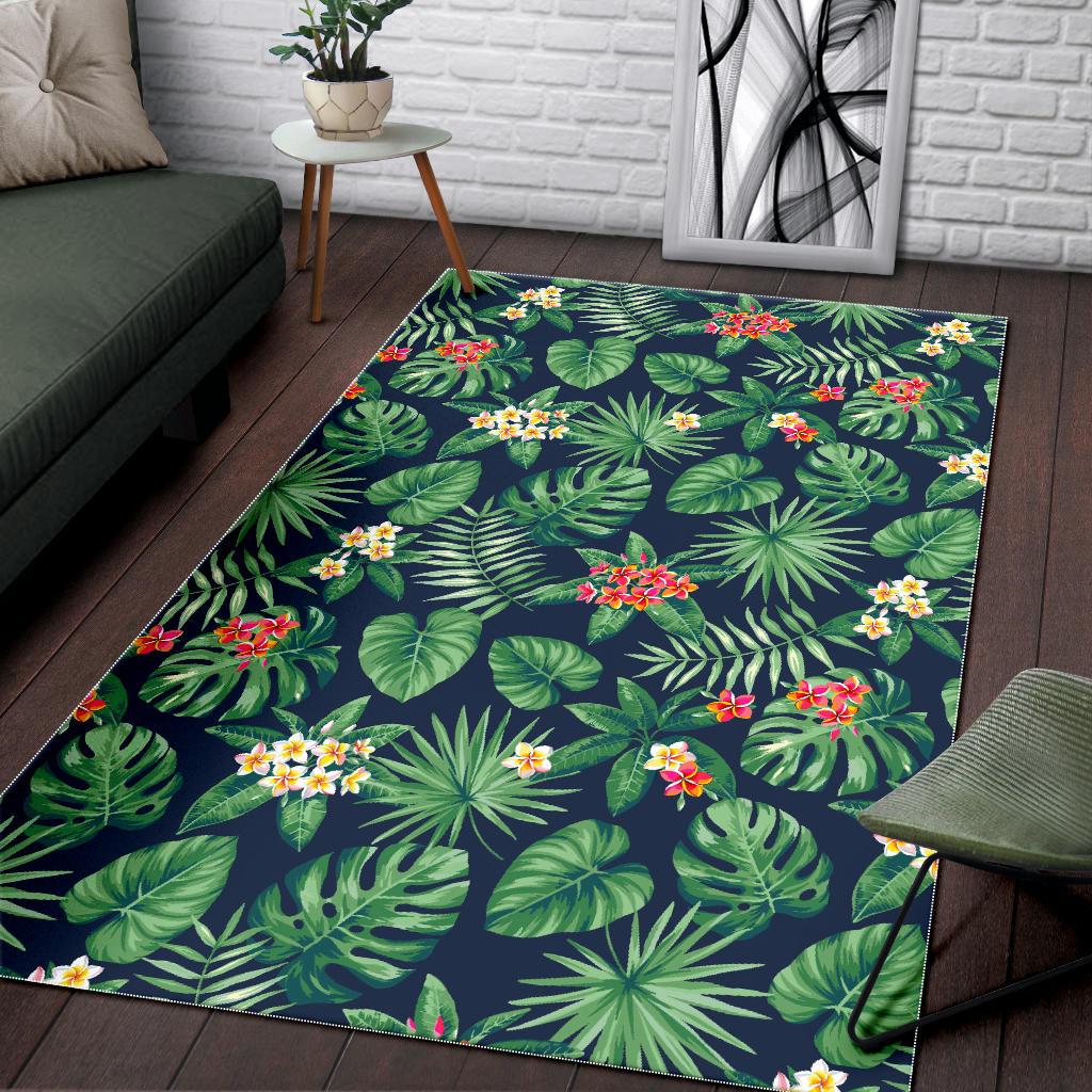 Hawaiian Tropical Leaves Pattern Print Area Rug GearFrost