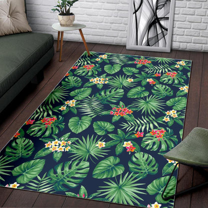 Hawaiian Tropical Leaves Pattern Print Area Rug GearFrost