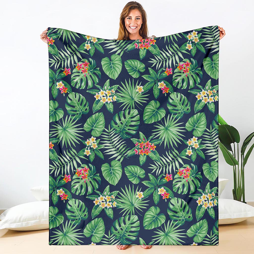 Hawaiian Tropical Leaves Pattern Print Blanket