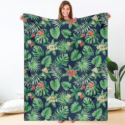 Hawaiian Tropical Leaves Pattern Print Blanket