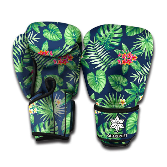 Hawaiian Tropical Leaves Pattern Print Boxing Gloves