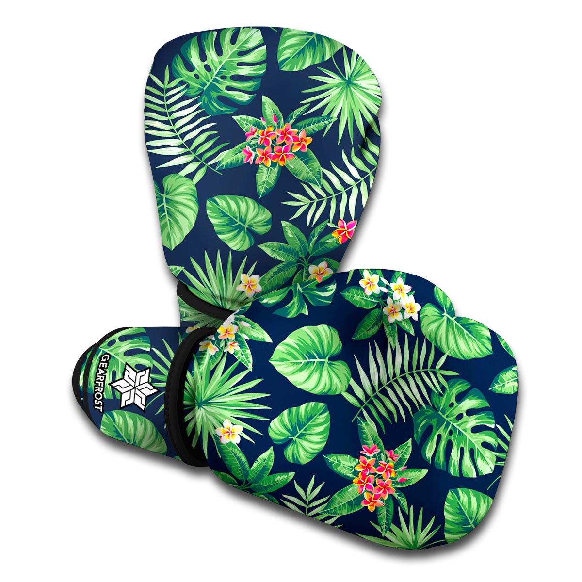 Hawaiian Tropical Leaves Pattern Print Boxing Gloves