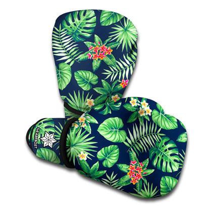Hawaiian Tropical Leaves Pattern Print Boxing Gloves