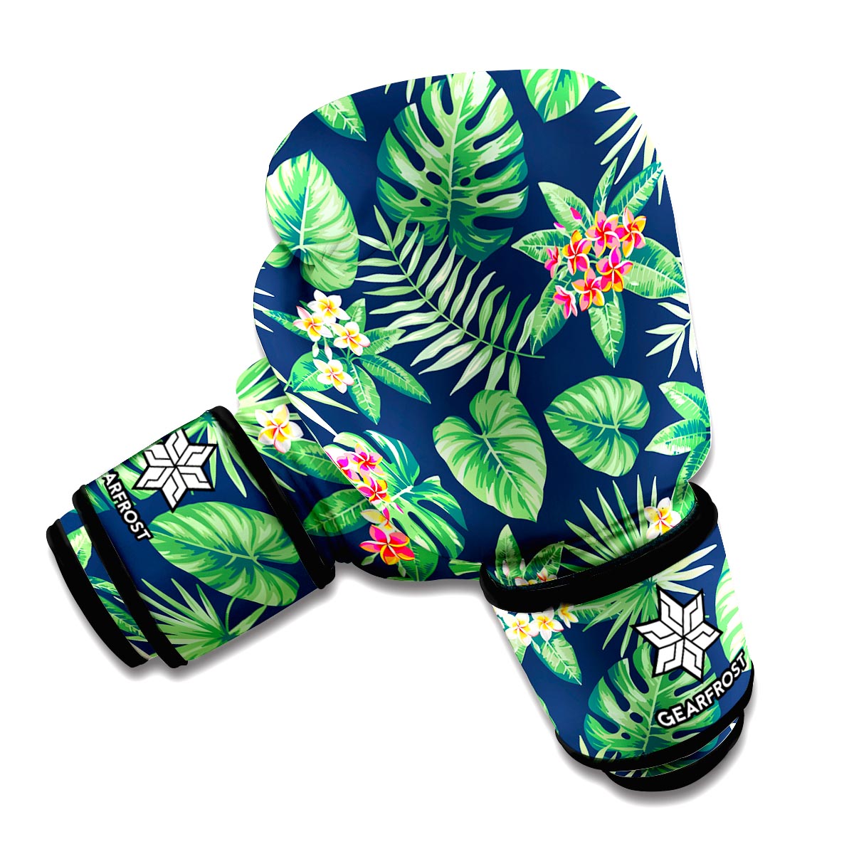 Hawaiian Tropical Leaves Pattern Print Boxing Gloves