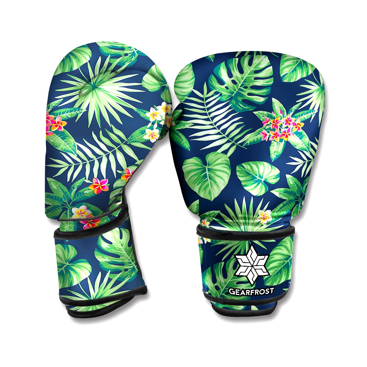 Hawaiian Tropical Leaves Pattern Print Boxing Gloves