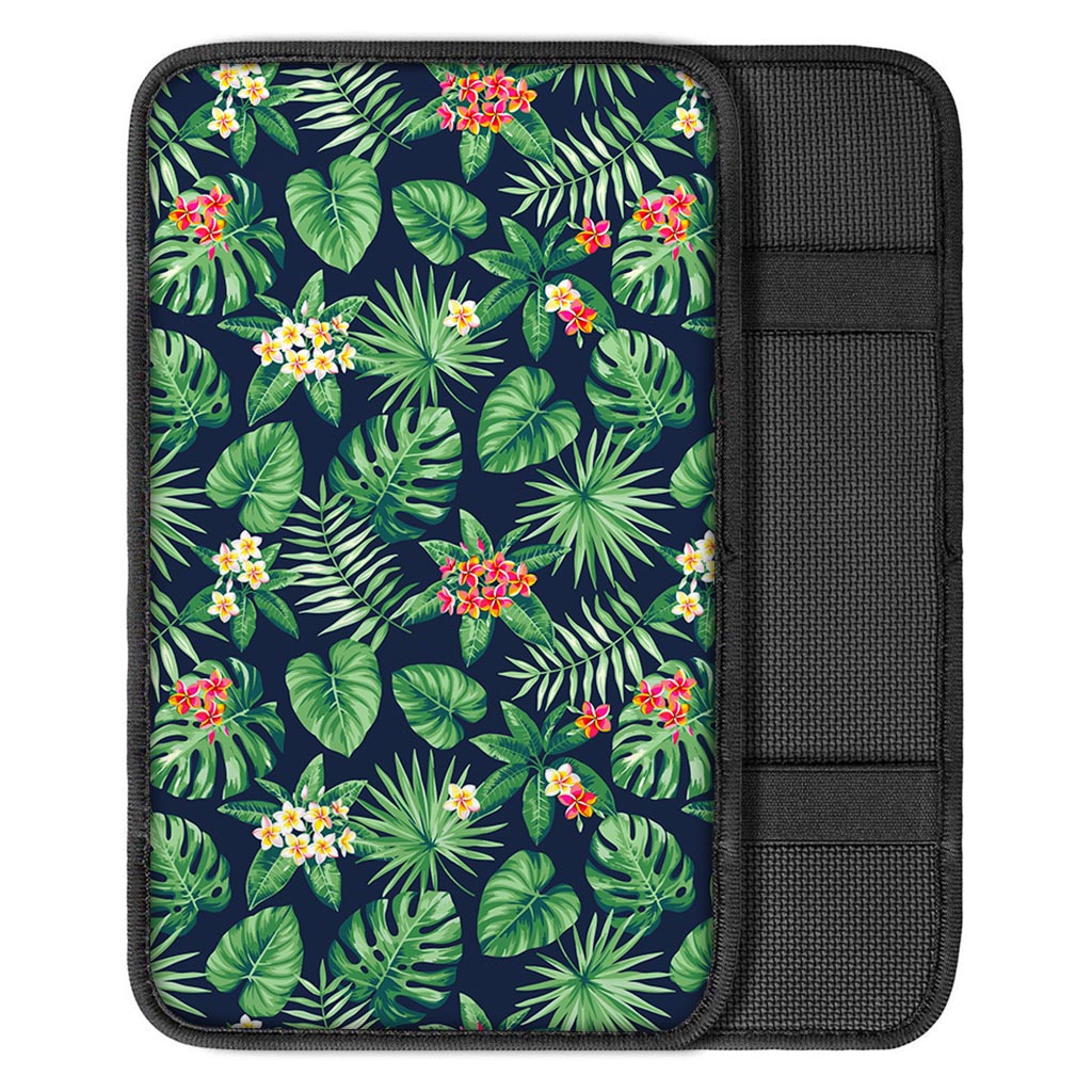 Hawaiian Tropical Leaves Pattern Print Car Center Console Cover
