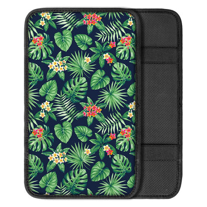 Hawaiian Tropical Leaves Pattern Print Car Center Console Cover