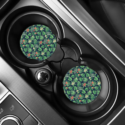 Hawaiian Tropical Leaves Pattern Print Car Coasters