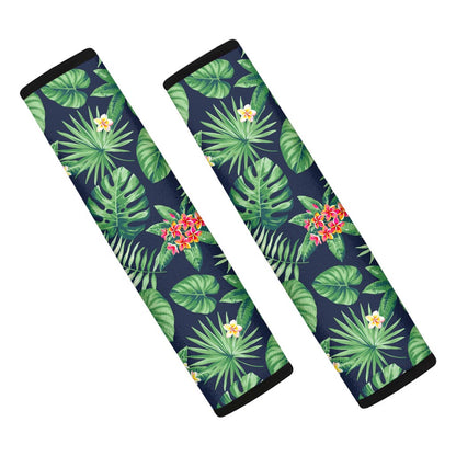 Hawaiian Tropical Leaves Pattern Print Car Seat Belt Covers