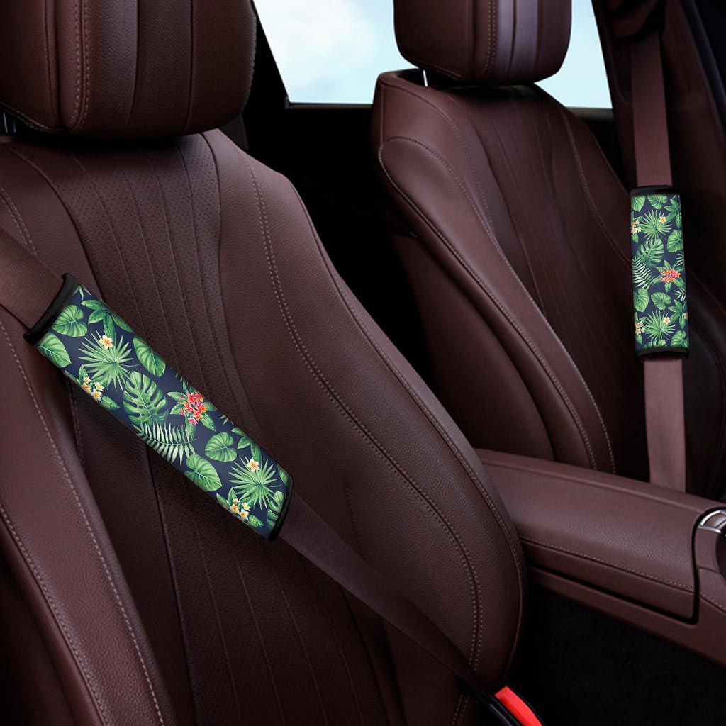 Hawaiian Tropical Leaves Pattern Print Car Seat Belt Covers