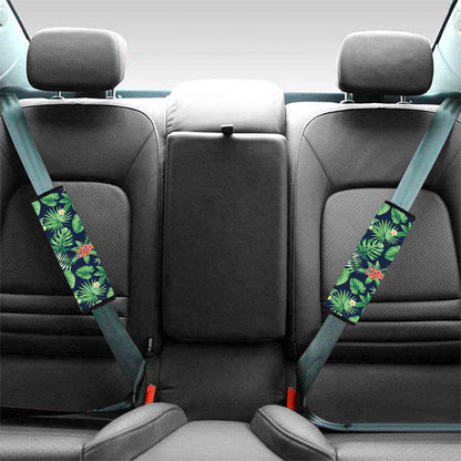 Hawaiian Tropical Leaves Pattern Print Car Seat Belt Covers