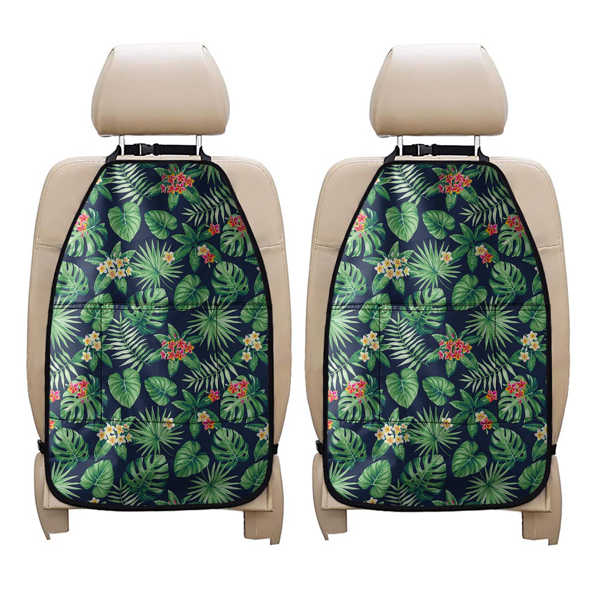 Hawaiian Tropical Leaves Pattern Print Car Seat Organizers