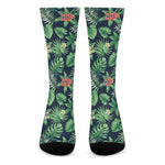 Hawaiian Tropical Leaves Pattern Print Crew Socks