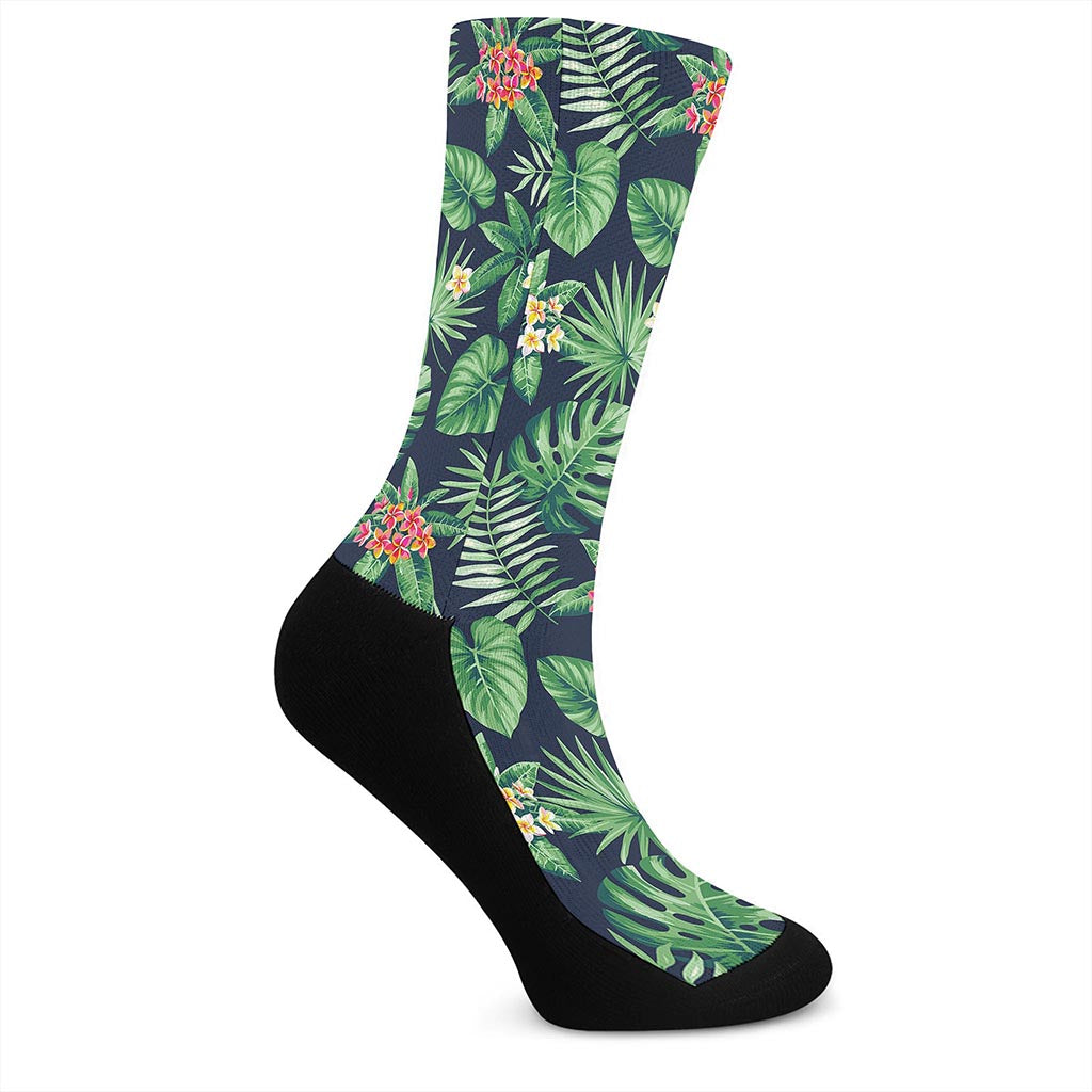 Hawaiian Tropical Leaves Pattern Print Crew Socks